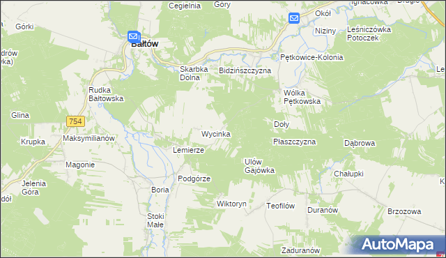 mapa Ulów gmina Bałtów, Ulów gmina Bałtów na mapie Targeo