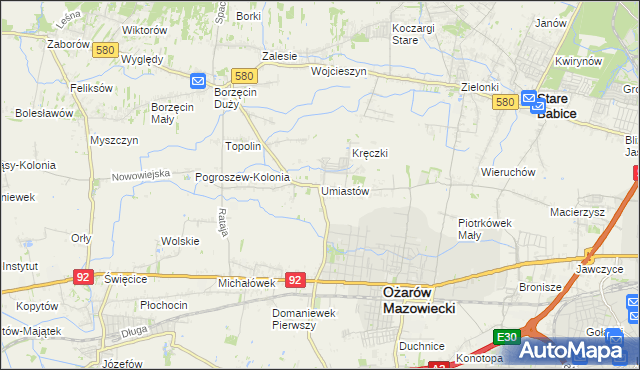mapa Umiastów, Umiastów na mapie Targeo