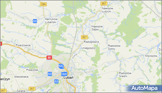 mapa Uniegoszcz, Uniegoszcz na mapie Targeo