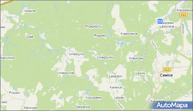 mapa Unieszynko, Unieszynko na mapie Targeo