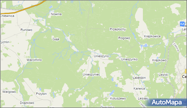 mapa Unieszyno, Unieszyno na mapie Targeo