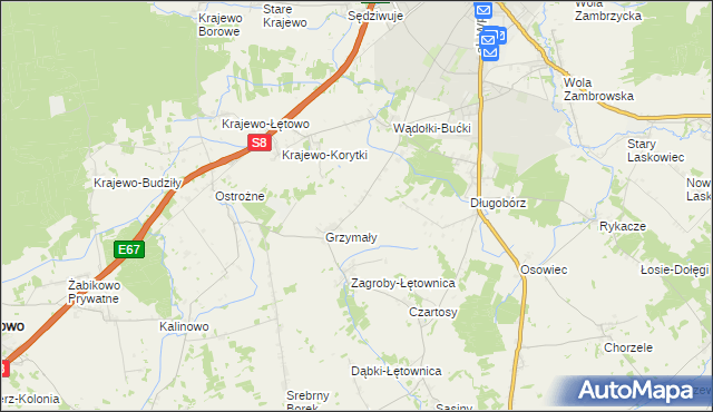 mapa Wądołki-Borowe, Wądołki-Borowe na mapie Targeo