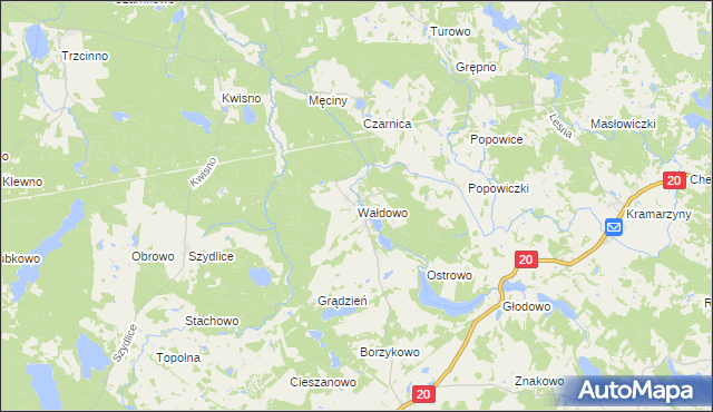 mapa Wałdowo gmina Miastko, Wałdowo gmina Miastko na mapie Targeo
