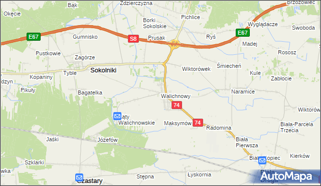 mapa Walichnowy, Walichnowy na mapie Targeo