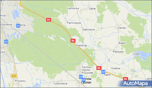 mapa Walidrogi, Walidrogi na mapie Targeo