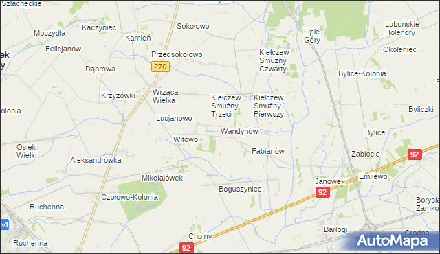 mapa Wandynów gmina Koło, Wandynów gmina Koło na mapie Targeo