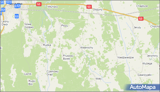 mapa Wawrochy, Wawrochy na mapie Targeo