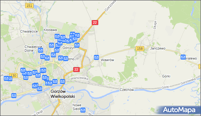 mapa Wawrów, Wawrów na mapie Targeo