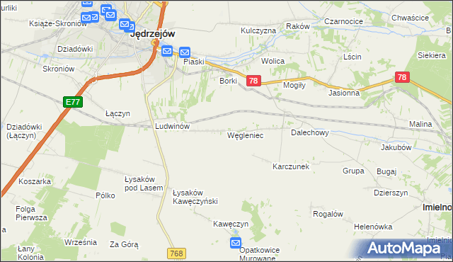 mapa Węgleniec, Węgleniec na mapie Targeo