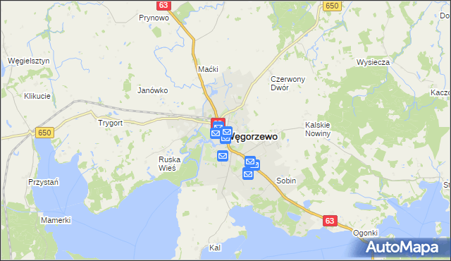 mapa Węgorzewo, Węgorzewo na mapie Targeo