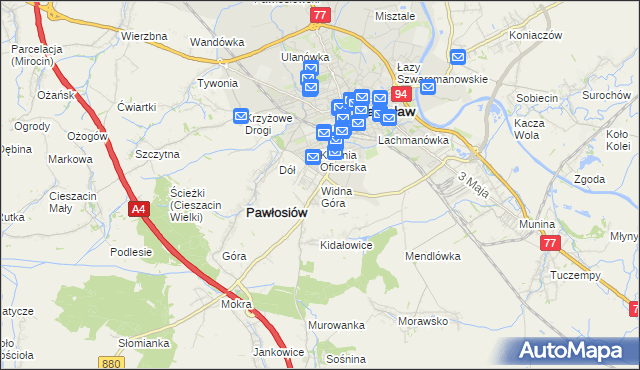 mapa Widna Góra, Widna Góra na mapie Targeo