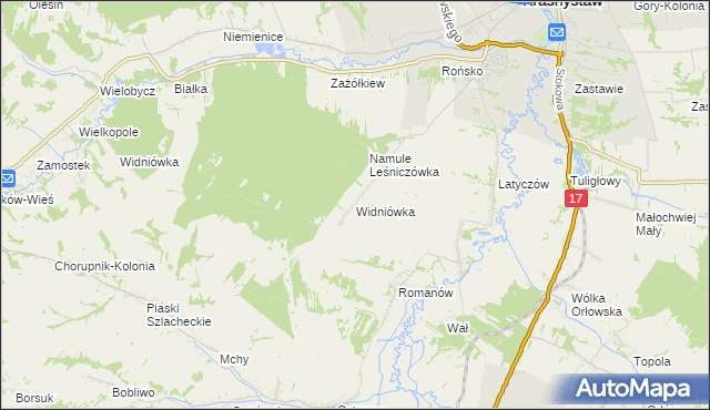 mapa Widniówka gmina Krasnystaw, Widniówka gmina Krasnystaw na mapie Targeo