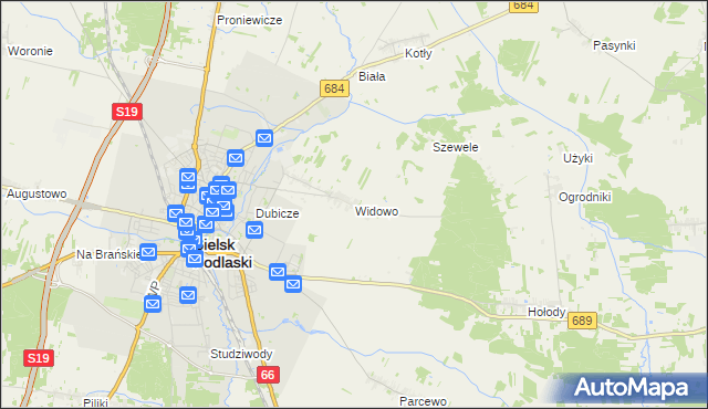 mapa Widowo, Widowo na mapie Targeo