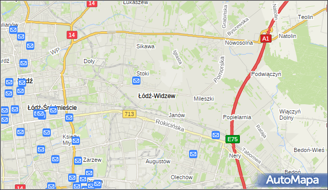mapa Widzew, Widzew na mapie Targeo