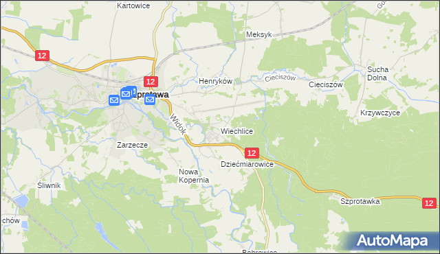 mapa Wiechlice, Wiechlice na mapie Targeo