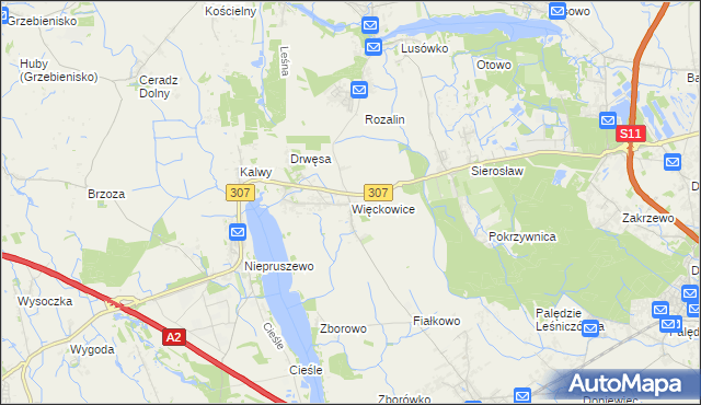 mapa Więckowice gmina Dopiewo, Więckowice gmina Dopiewo na mapie Targeo