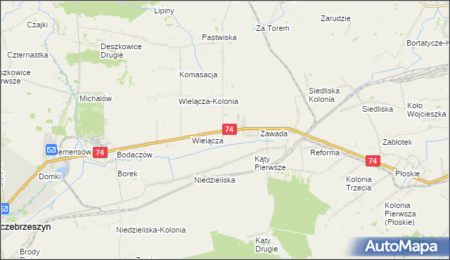 mapa Wielącza Poduchowna, Wielącza Poduchowna na mapie Targeo