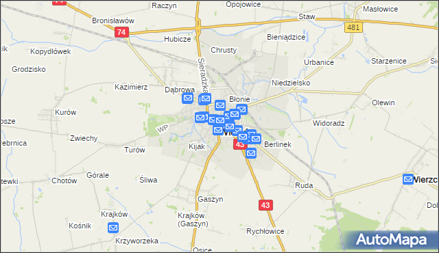 mapa Wieluń, Wieluń na mapie Targeo