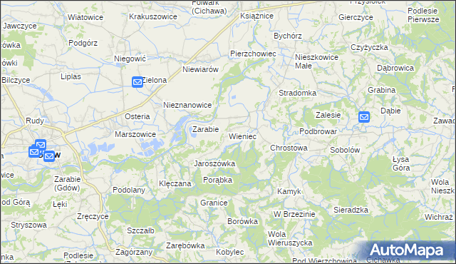 mapa Wieniec gmina Gdów, Wieniec gmina Gdów na mapie Targeo