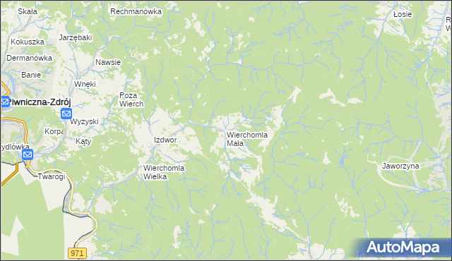 mapa Wierchomla Mała, Wierchomla Mała na mapie Targeo