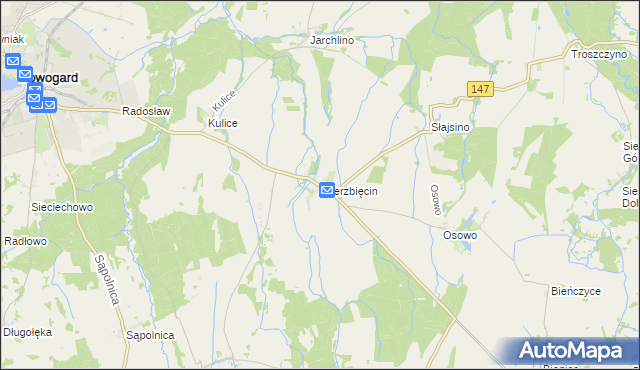 mapa Wierzbięcin gmina Nowogard, Wierzbięcin gmina Nowogard na mapie Targeo