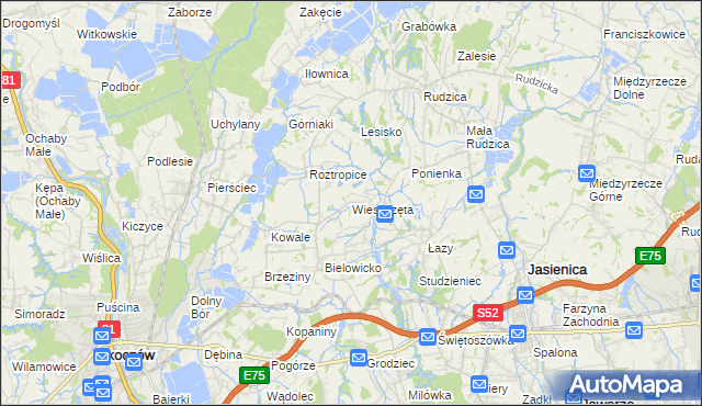 mapa Wieszczęta, Wieszczęta na mapie Targeo