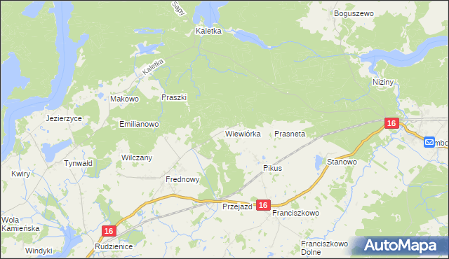 mapa Wiewiórka gmina Iława, Wiewiórka gmina Iława na mapie Targeo
