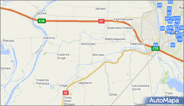 mapa Wikrowo gmina Gronowo Elbląskie, Wikrowo gmina Gronowo Elbląskie na mapie Targeo