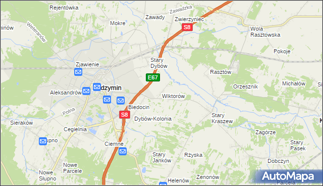 mapa Wiktorów gmina Radzymin, Wiktorów gmina Radzymin na mapie Targeo