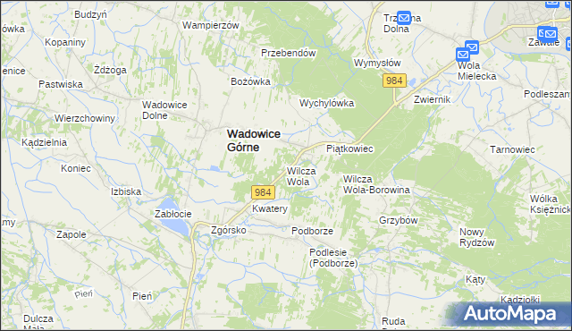 mapa Wilcza Wola gmina Radomyśl Wielki, Wilcza Wola gmina Radomyśl Wielki na mapie Targeo