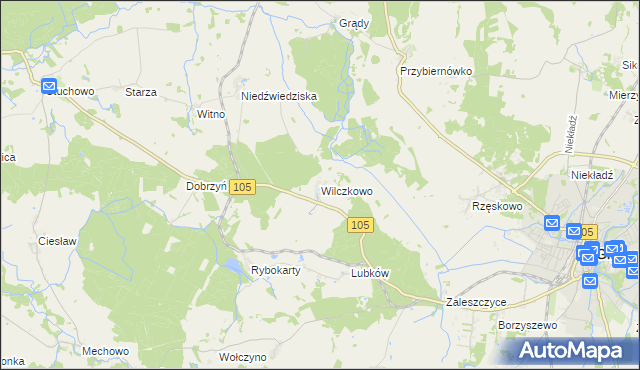 mapa Wilczkowo gmina Gryfice, Wilczkowo gmina Gryfice na mapie Targeo