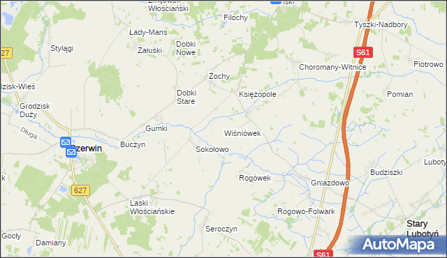 mapa Wiśniówek gmina Czerwin, Wiśniówek gmina Czerwin na mapie Targeo