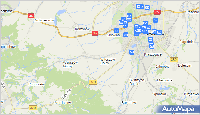 mapa Witoszów Dolny, Witoszów Dolny na mapie Targeo