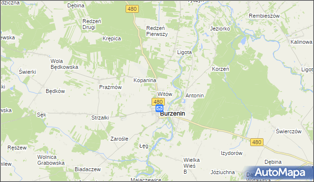 mapa Witów gmina Burzenin, Witów gmina Burzenin na mapie Targeo