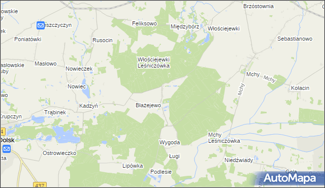 mapa Włościejewice, Włościejewice na mapie Targeo