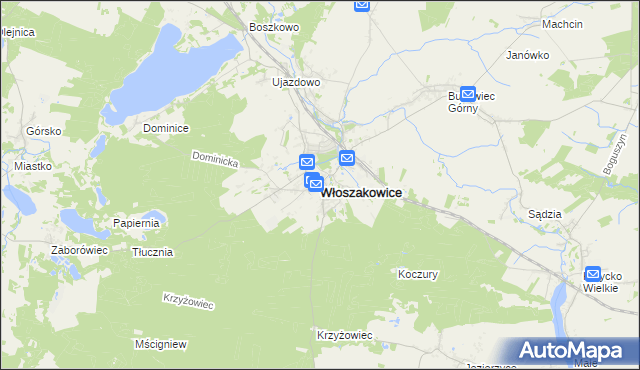 mapa Włoszakowice, Włoszakowice na mapie Targeo