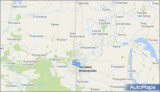 mapa Włoszanowo, Włoszanowo na mapie Targeo