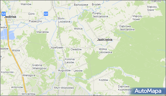 mapa Wojciechów gmina Jastrzębia, Wojciechów gmina Jastrzębia na mapie Targeo