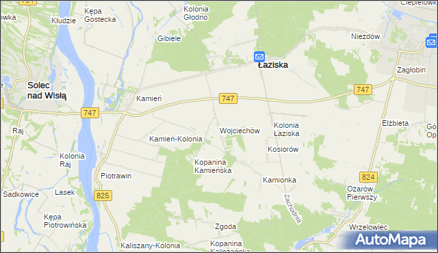 mapa Wojciechów gmina Łaziska, Wojciechów gmina Łaziska na mapie Targeo