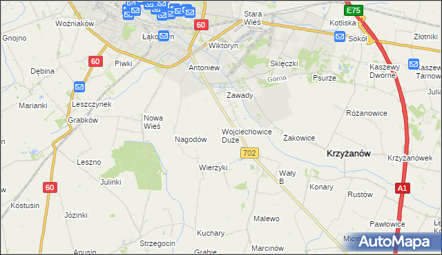 mapa Wojciechowice Duże, Wojciechowice Duże na mapie Targeo