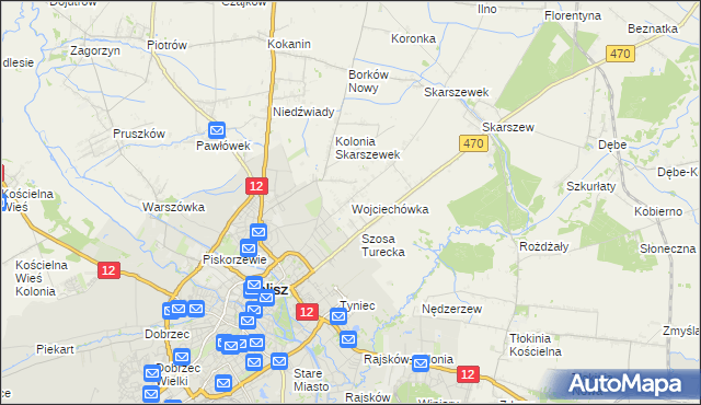 mapa Wojciechówka gmina Żelazków, Wojciechówka gmina Żelazków na mapie Targeo