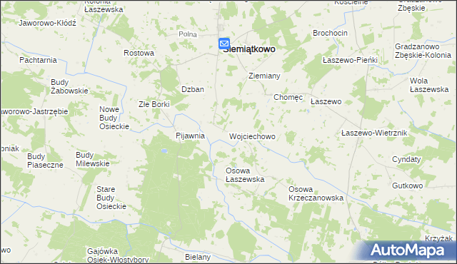 mapa Wojciechowo gmina Siemiątkowo, Wojciechowo gmina Siemiątkowo na mapie Targeo