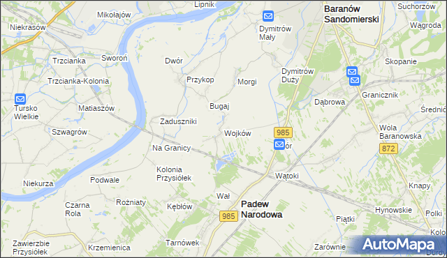 mapa Wojków gmina Padew Narodowa, Wojków gmina Padew Narodowa na mapie Targeo