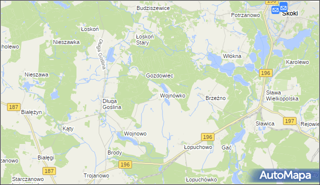 mapa Wojnówko gmina Murowana Goślina, Wojnówko gmina Murowana Goślina na mapie Targeo