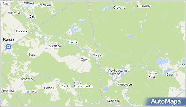 mapa Wojtal, Wojtal na mapie Targeo