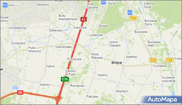 mapa Wola Rakowa, Wola Rakowa na mapie Targeo