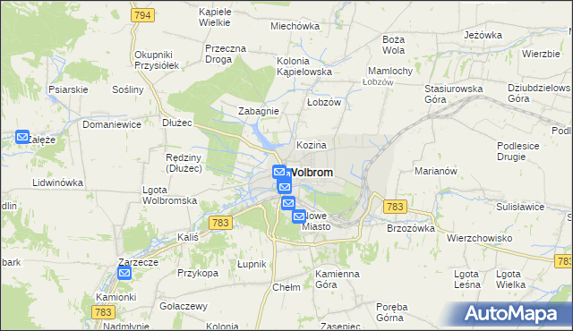 mapa Wolbrom, Wolbrom na mapie Targeo