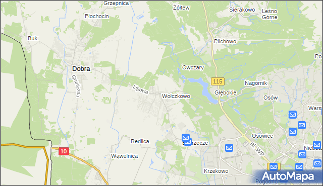 mapa Wołczkowo, Wołczkowo na mapie Targeo