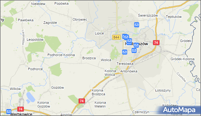 mapa Wolica gmina Hrubieszów, Wolica gmina Hrubieszów na mapie Targeo