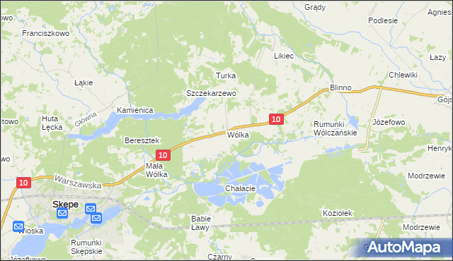 mapa Wólka gmina Skępe, Wólka gmina Skępe na mapie Targeo
